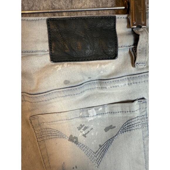 Harley-Davidson Womens Paint Splatter Skinny Jeans Light Wash Stretch - Size 26 - Picture 5 of 9